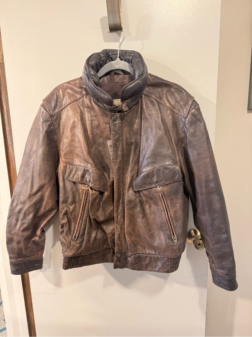 Britches Great Outdoors Brown Leather Bomber Jacket Coat - Men’s Size 40 Regular